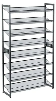 Obrázok produktu pre Polica na topánky so 4 úrovňami – kov – 92,5 x 30,7 x 163,5 cm – sivá