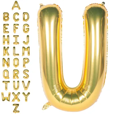 Folienballon Buchstabe U, 101 cm, gold, für Geburtstag & Deko