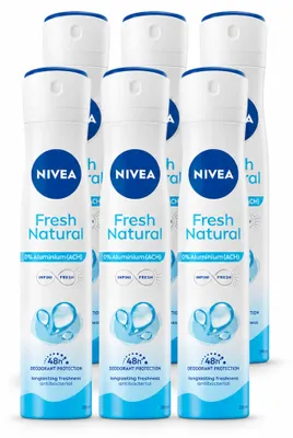 Produktbild von 6 x NIVEA Fresh Natural Deodorant Spray - 0% Aluminium - 200 ml - Vorteilspackung - 6 Stücke