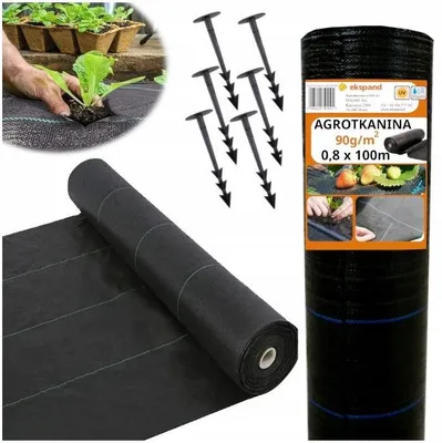 Zdjęcie produktu dla AGROTKANINA 90g 0,8x100m AGROWŁÓKNINA czarna UV antychwastowa mata +SZPILKI