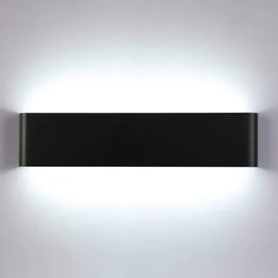 Produktbild von 12W LED Wandleuchte Modern Wasserdicht Wandlampe Up Down Wandbeleuchtung für Außen Treppe Wohnzimmer Schlafzimmer Flur, Kaltweiß, Schwarz