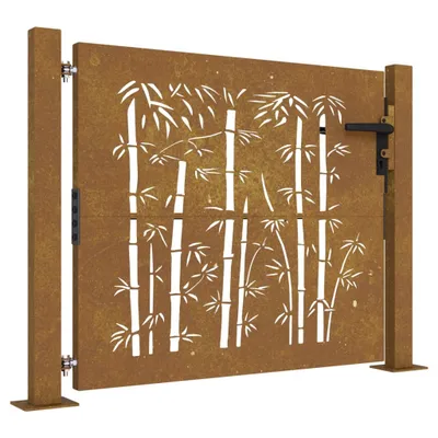 Produktbild von vidaXL Gartentor 100x75 cm Cortenstahl Bambus-Design