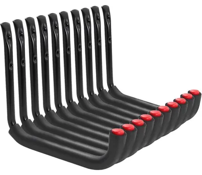 Immagine prodotto di Ganci per garage, 10 pezzi, supporti a parete, appendiutensili, braccio jumbo, 25x23 cm, tubo in acciaio, rivestimento in polvere, resistente alla ruggine, con protezione in EVA