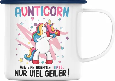 Produktbild von Trendation - Beste Tante Geschenk Lustig Spruch Aunticorn Wie Eine Normale Tante Einhorn Geburtstag (Blau)
