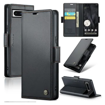 Image de Google Pixel 8 Pro Case, RFID Blocking Card, Advanced Flip Leather Case with Stand Function pour Google Pixel 8 Pro noir