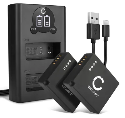 Image de CELLONIC 2x Batterie pour Appareil photo Compatible avec Leica D-LUX, D-LUX (Typ 109), D-LUX 7, BC-DC15 - (730mAh, 7.4V) + Chargeur Double