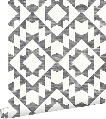 Zdjęcie produktu dla ESTAhome Tapeta Aztecki dywan Marrakesz czarnymIbiałym matowym 53 cm x 10.05 m