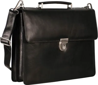 Produktbild von LEONHARD HEYDEN Leder Aktentasche Umhängetasche mit Laptopfach Cambridge Briefcase 2 Compartments Black schwarz