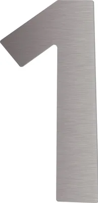 Produktbild von Hausnummer 1 - Höhe 120 mm, mit 2 Gewindenocken M5, Edelstahl