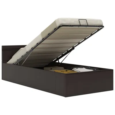 Immagine prodotto di vidaXL Letto con contenitore idraulico LED in Pelle finta grigia 90x200 cm