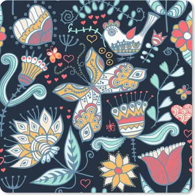 Produktbild von MuchoWow® Mauspad Mousepad Schmetterling - Vogel - Blume - Muster 20x20 cm - Mousepads - Maus Mat - Pad - Mausunterlage - Desk Mat - Bureauartikeln