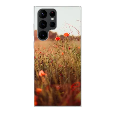 Produktbild von MuchoWow® Handyhülle Schutzhülle Hülle für Samsung Galaxy S22 Ultra Sonnenuntergang - Blumen - Rot Silikon Softcase Handy Hülle - Abbildung