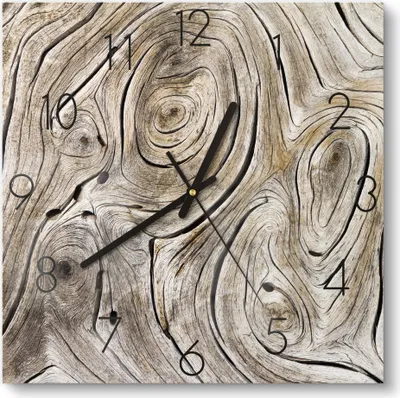 Produktbild von DEQORI Glasuhr 30x30 cm Zahlen 'Verwittertes Holz' Wanduhr Glas Uhr Design leise