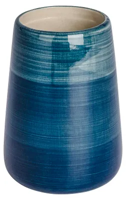Produktbild von WENKO E2X Zahnputzbecher Mod. Pottery zeitlos schöner Becher aus hochwertiger Keramik handbemalt ideal für Bad und Gäste-WC Ø 8 x 11 cm petrol