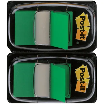 Image de Post-it Index repositionnables, 25,4 x 43,2 mm, vert, paquet avantageux