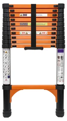 Teleskopleiter 3,2 m, klappbar, rutschfest, mit Stabilisator