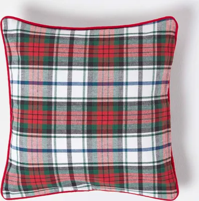 Produktbild von HOMESCAPES Roter Schottenmuster-Kissenbezug MacDuff, 45 x 45 cm