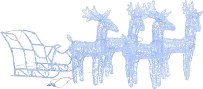 Produktbild von vidaXL Weihnachtsdekoration Rentiere & Schlitten 280x28x55 cm Acryl