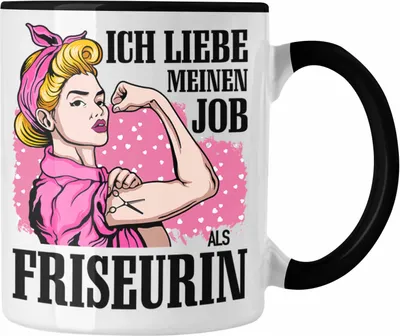 Produktbild von Trendation - Friseurin Tassen Geschenk Zubehör Geschenkideen Friseursaloneröffnung Frisörin Tasse Kaffeetasse Spruch Friseur (Schwarz)