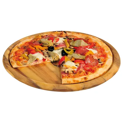 Productafbeelding van Acazia houten Pizzabord Ø32 Cm - Acazia Hout - Pizzaplaat - Pizzaplank - Pizza bord - Pizza serveerplank - 32 x 32 x 2 Cm.