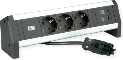 Produktbild von BACHMANN Desk1 3x Schutzkontakt, USB-Charger, GST18 0,2m