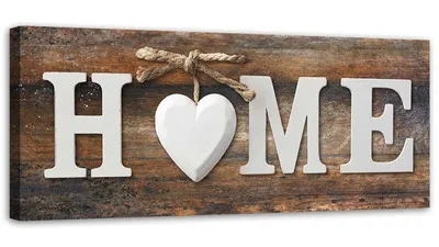 Produktbild von Leinwandbild home inschrift auf einem hintergrund von vintage-brettern 90x30 cm Feeby braun wandbild bereit zum aufhängen