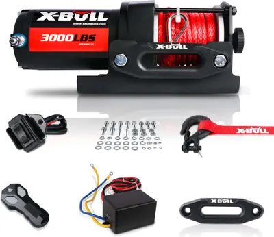 Zdjęcie produktu dla X-BULL Elektryczna wciągarka linowa 9,2 m 12 V - 3000 LBS, wciągarka z pilotem, wciągarka terenowa 1360 kg, lina syntetyczna