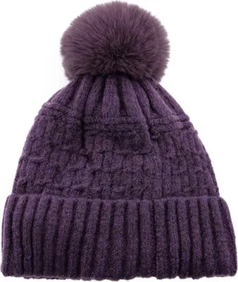 Produktbild von Wintermütze mit Bommel – Stylisch und Warm für die kalte Jahreszeit mit Innenfutter Lila
