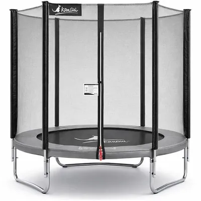 Image de Trampoline – Ø 180 cm – Gris – KANGUI – Avec filet de sécurité