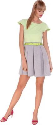 Produktbild von Damen Kleid A-Linie Mini Kleid mit Raffungen; Pistazie