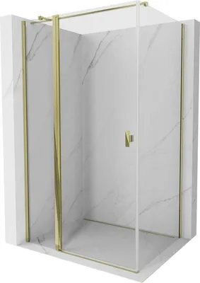 Image de Mexen Mist T cabine de douche pivotante 95 x 110 cm, transparent, doré - 8A4T-095-110-50-00