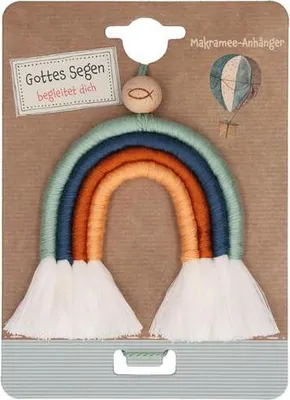 Produktbild von Dekoration im Makramee-Design, Regenbogen-Serie, aus Wolle, farbenfroh gestaltet