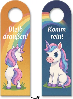 Produktbild von Einhorn Bleib Draußen Komm rein Türhänger Kinderzimmer