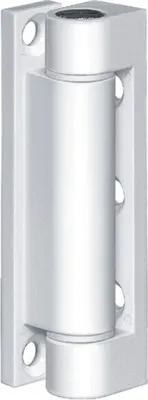 A white hinge is shown against a white background.