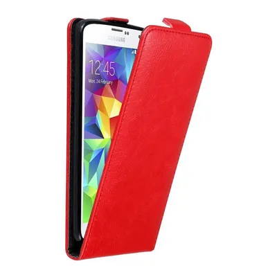 Obrázok produktu pre Cadorabo puzdro pre Samsung Galaxy S5 MINI / S5 MINI DUOS ochranné puzdro v červenej farbe Flipové puzdro na mobilný telefón Puzdro Kryt