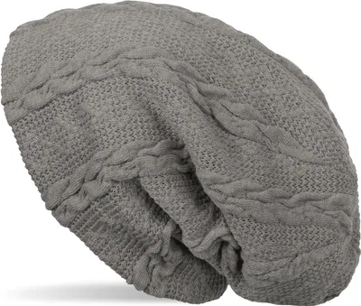 Produktbild von styleBREAKER warme Feinstrick Beanie Mütze mit Zopfmuster und Fleece Innenfutter, Slouch Longbeanie, Uni 04024131