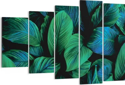 Produktbild von Bild auf Leinwand - Leinwandbild - 5 Teile - Blätter Pflanzen Exotik - 150x100cm - Wand Bild - Wanddeko - Wandbilder - Leinwanddruck - Bilder - Wanddekoration - Leinwand bilder - EG150x100-5066