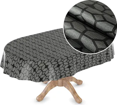 Produktbild von Tischdecke Wachstuch Premium Ornamente Grau Robust Wasserabweisend Oval Breite 140 cm Länge 180 cm