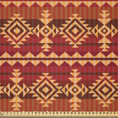 Produktbild von ABAKUHAUS Mexikaner Microfaser Stoff als Meterware , Altes aztekisches Kultur-Thema-klassische Dreieck-Muster-ursprüngliche Verzierungen, 1 M (230 x 100 cm), Pale Orange Braun
