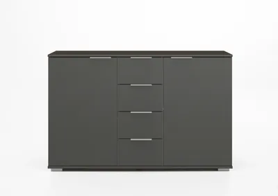 Produktbild von Kombikommode "Easy Plus Kommoden" in graphit mit 4 Schubladen und 2 Türen. Abmessungen (BxHxT) 130x83x41 cm