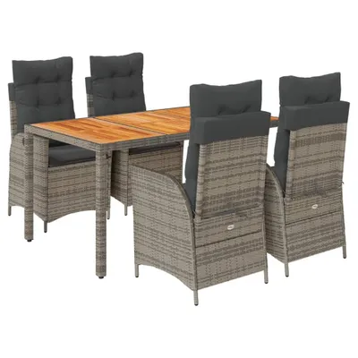 Produktbild von vidaXL 5-tlg. Garten-Essgruppe mit Kissen Grau Poly Rattan