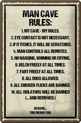 Produktbild von Blechschild Spruch 20x30cm Man Cave Rules my cave my rules