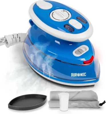 Produktbild von Duronic SI3 BE Mini Reisebügeleisen, 400W Mini Bügeleisen, Dampfbügeleisen 35ml Wassertank, kleines Reisebügeleisen dampf, Handbügeleisen Keramikfläche, für Kleidung nähen, 2 Betriebsspannungen