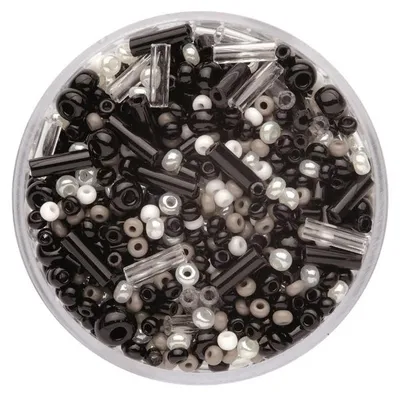 Produktbild von Rocailles Mix Bastelmaterial transparente Glasperlen schwarz 17 g zum Schmuckbasteln