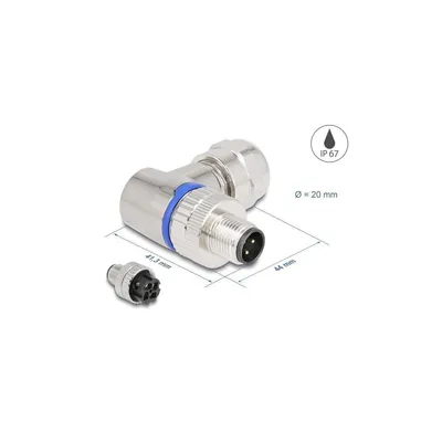 Immagine prodotto di DELOCK M12 Steckverbinder A-kodiert 4 Pin Stecker 90°Metall