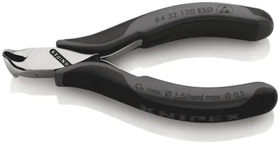 Zdjęcie produktu dla Knipex 64 32 120 ESD, Obcęgi, Stal, Plastik, Czarny, Szary, 120 mm, 92 g