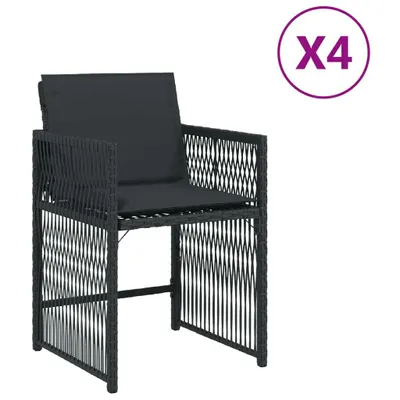 Immagine prodotto di Sedie da Giardino con Cuscini 4 pz Nere in Polyrattan