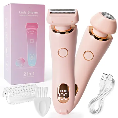 Imagen del producto de Afeitadora 2 en 1 para mujeres, depiladora íntima. Afeitadora eléctrica para mujeres, ideal para rostro, axilas, piernas, brazos y zona del bikini. Se puede utilizar en seco o en húmedo