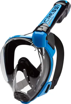 Image de Cressi Duke Masque de plongée avec tuba - Respiration par la bouche et le nez, Couleur:noir/bleu, Taille:S/M