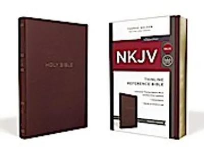 Obrázek produktu pro NKJV, Thinline Reference Bible, Leather-Look, Burgundy, Red Letter Edition, Comfort Print